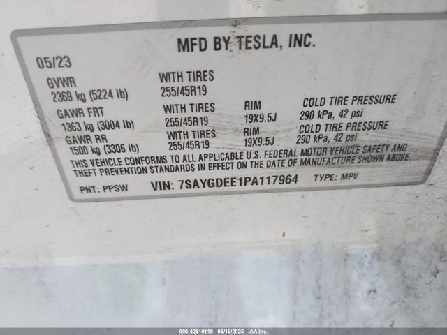 7SAYGDEE1PA117964 Tesla 2023