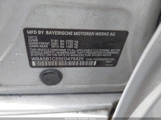 2014 BMW 535I WBA5B1C55ED478425 Photo 8