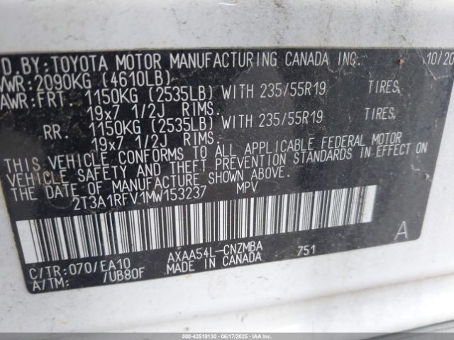 2021 TOYOTA RAV4 2T3A1RFV1MW153237 Photo 8