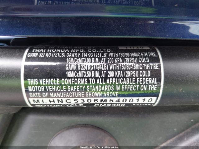 2021 HONDA CMX300 MLHNC5306M5400110 Photo 9