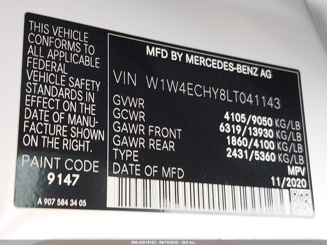 Mercedes-Benz om642 2020 W1W4ECHY8LT041143 Image 9