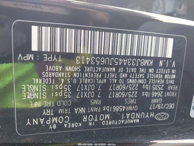 KM8J33A45JU653413 Hyundai gdi nu