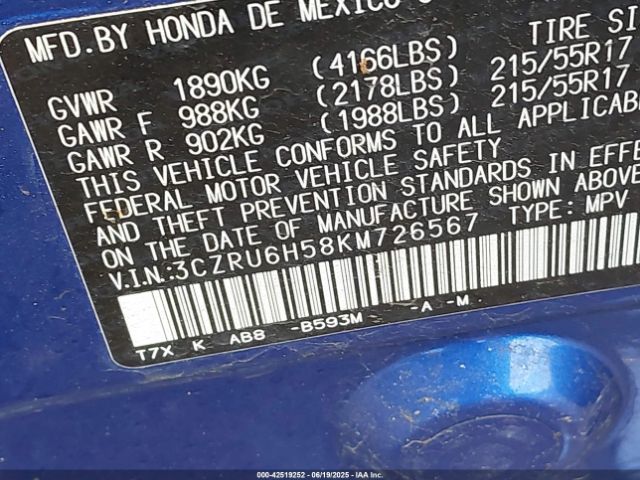 2019 HONDA HR-V 3CZRU6H58KM726567 Photo 8