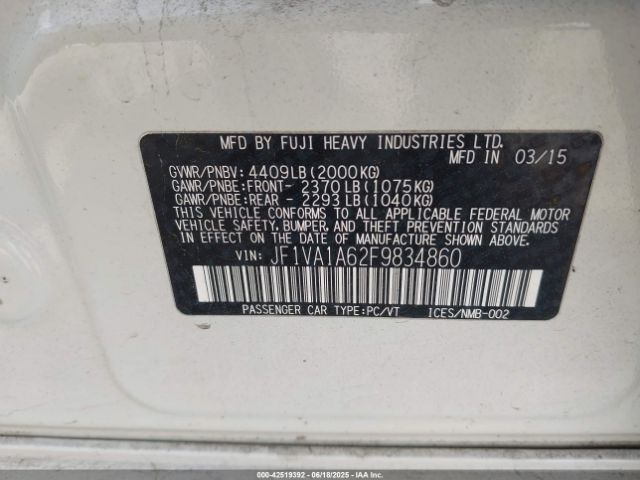 2015 SUBARU WRX JF1VA1A62F9834860 Photo 8