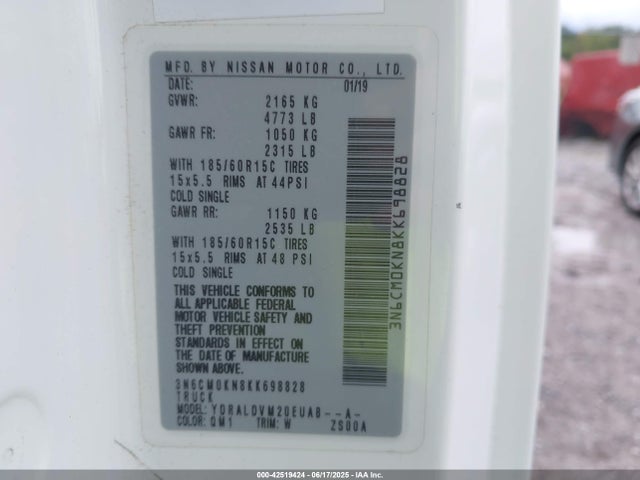 3N6CM0KN8KK698828 Nissan 2019