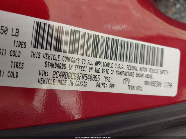 Dodge Grand Caravan 2015 2C4RDGCG0FR540895 Image 9