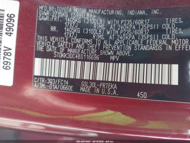 2011 TOYOTA SIENNA 5TDKK3DC4BS116696 Photo 8