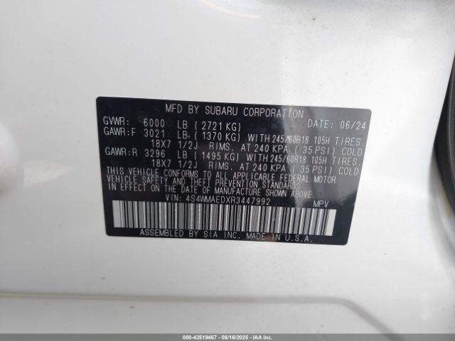 4S4WMAEDXR3447992 Subaru 2024