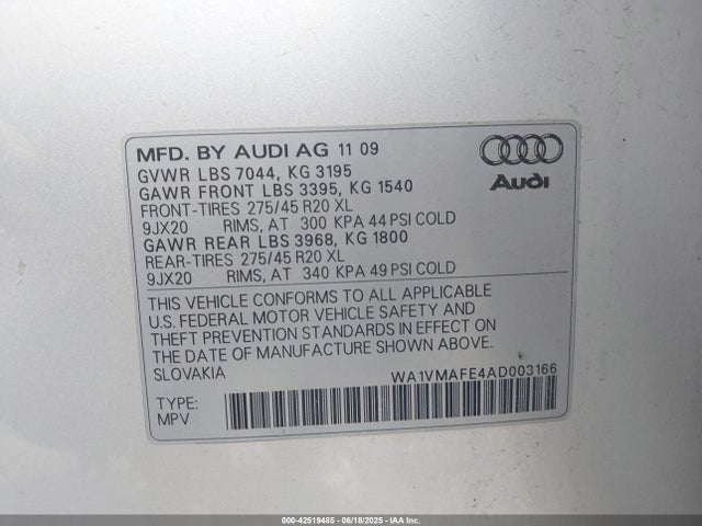 2010 AUDI Q7 WA1VMAFE4AD003166 Photo 8