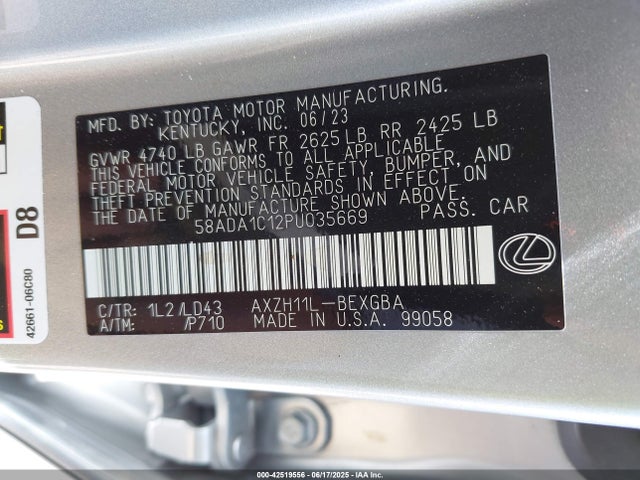 Lexus a25a-fxs, 3nm 2023 58ADA1C12PU035669 Image 9