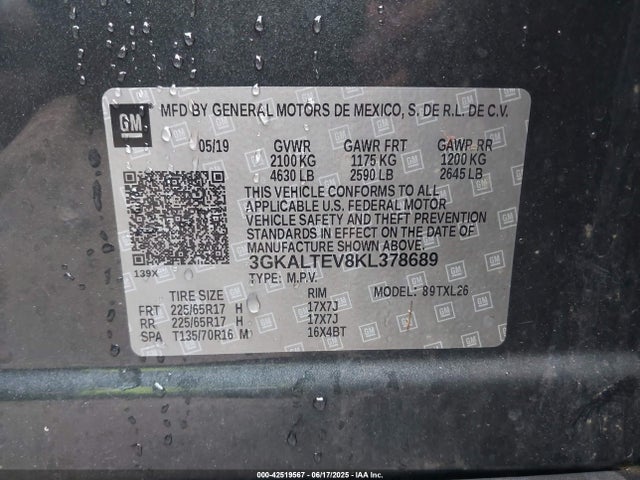 3GKALTEV8KL378689 GMC lyx - direct injection, vvt, fgt, turbo, alum, gen 1