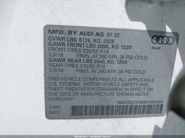 WA1DECF36N1150034 Audi 45 tfsi