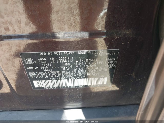 Subaru u4 2017 4S4BSETC9H3203173 Image 9
