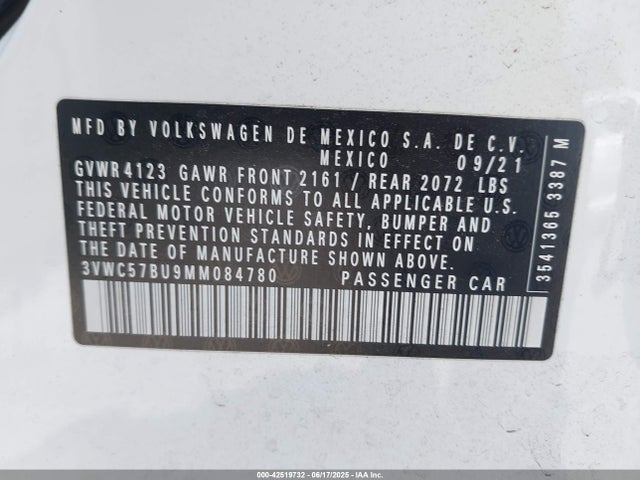 3VWC57BU9MM084780 Volkswagen tsi