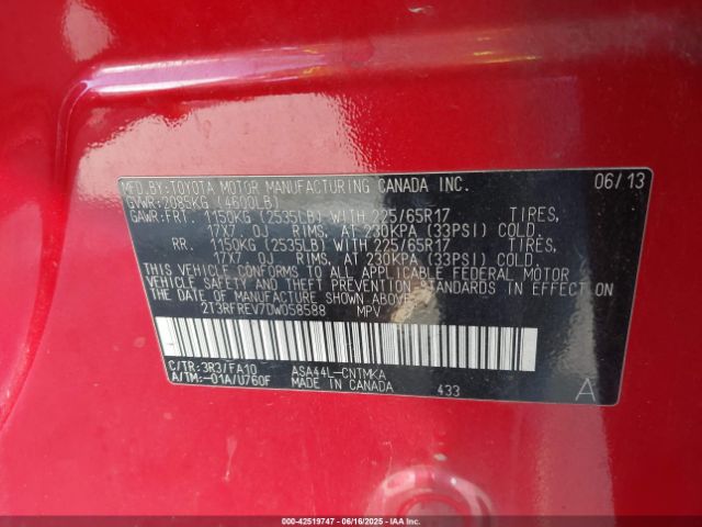 2013 TOYOTA RAV4 2T3RFREV7DW058588 Photo 8
