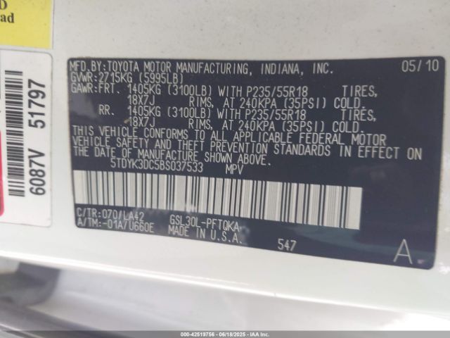 2011 TOYOTA SIENNA 5TDYK3DC5BS037533 Photo 8