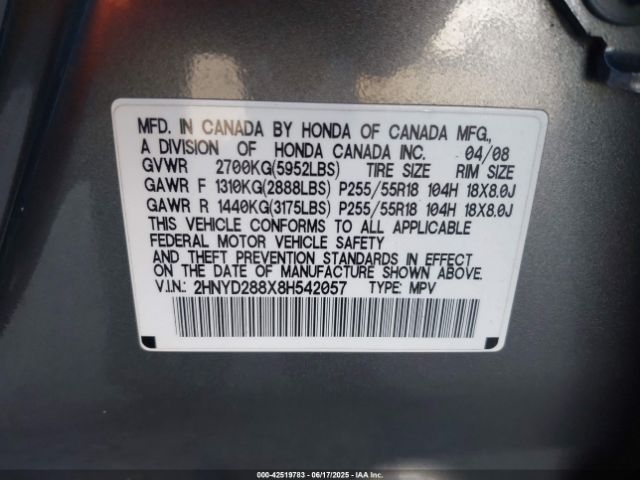 2008 ACURA MDX 2HNYD288X8H542057 Photo 8