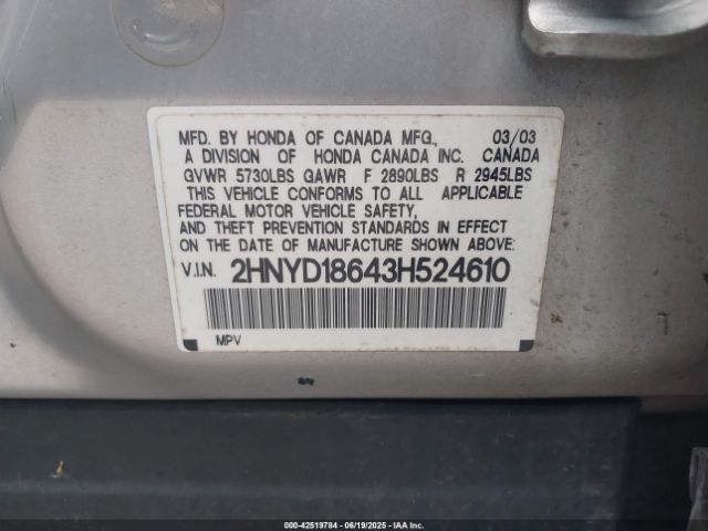 2003 ACURA MDX 2HNYD18643H524610 Photo 8