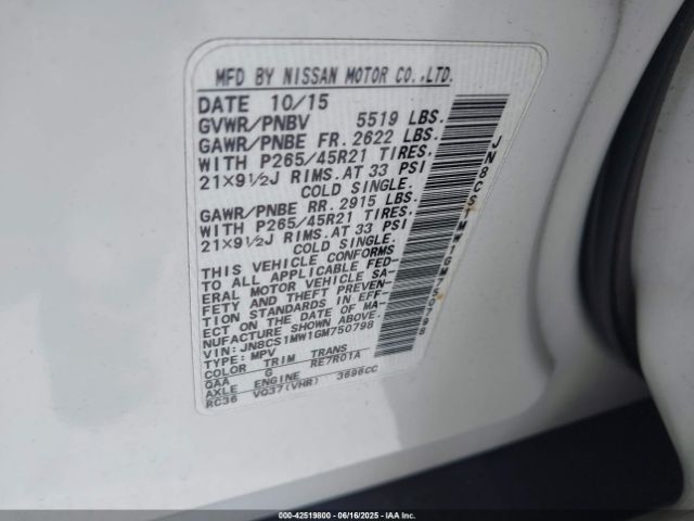 2016 INFINITI QX70 JN8CS1MW1GM750798 Photo 8