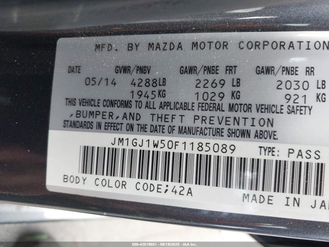 JM1GJ1W50F1185089 Mazda 2015