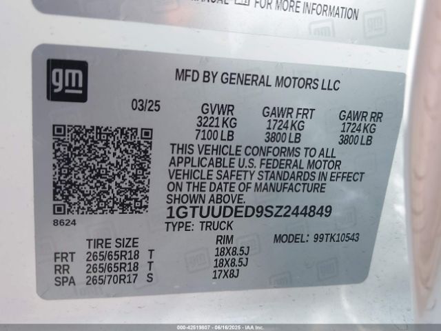 1GTUUDED9SZ244849 GMC Sierra 1500 4wd  Short Box Slt