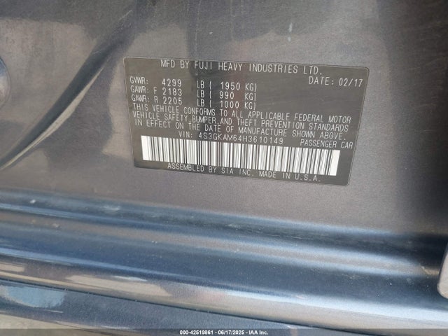 4S3GKAM64H3610149 Subaru na