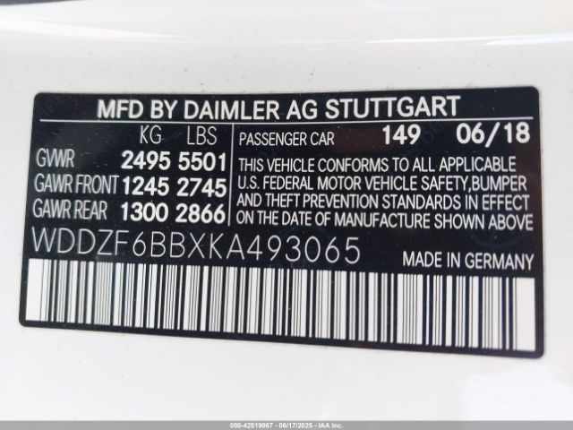 WDDZF6BBXKA493065 Mercedes-Benz m256