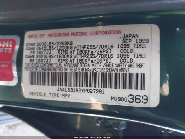 2000 MITSUBISHI MONTERO SPORT JA4LS31H2YP027291 Photo 8