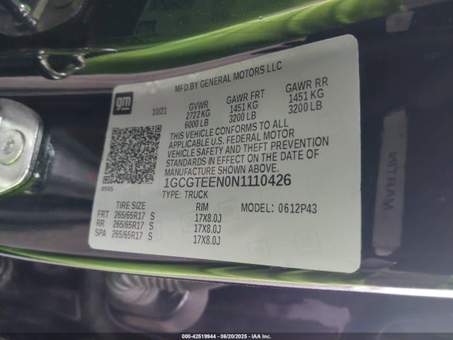 1GCGTEEN0N1110426 Chevrolet lgz