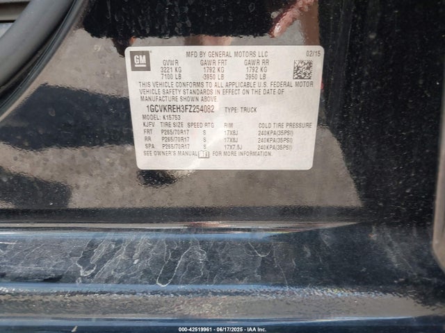 1GCVKREH3FZ254082 Chevrolet lv3 - vvt, aluminum, e85 max