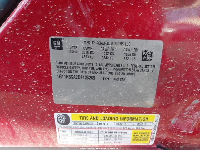 2013 CHEVROLET MALIBU 1G11H5SA2DF123259 Photo 8
