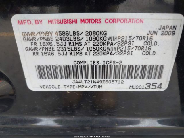 2009 MITSUBISHI OUTLANDER JA4LT21W49Z605712 Photo 8
