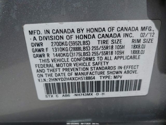 2012 ACURA MDX 2HNYD2H4XCH518864 Photo 8