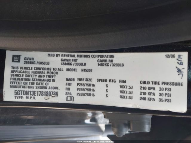 2007 HUMMER H3 SUV 5GTDN13E178180786 Photo 8