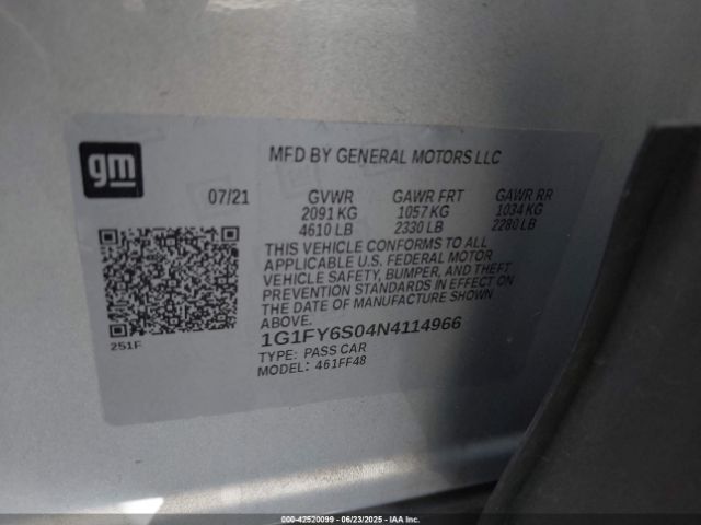 1G1FY6S04N4114966 Chevrolet 2022