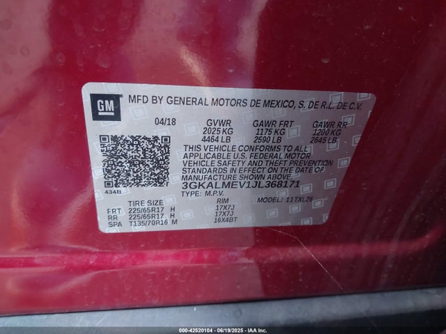 3GKALMEV1JL368171 GMC lyx - direct injection, vvt, fgt, turbo, alum, gen 1