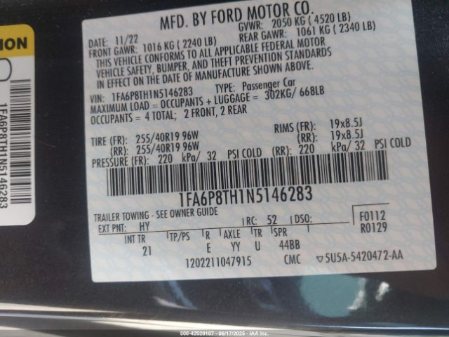 2022 FORD MUSTANG 1FA6P8TH1N5146283 Photo 8