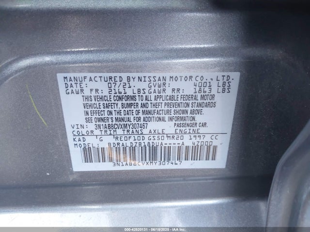 3N1AB8CVXMY307467 Nissan Sentra