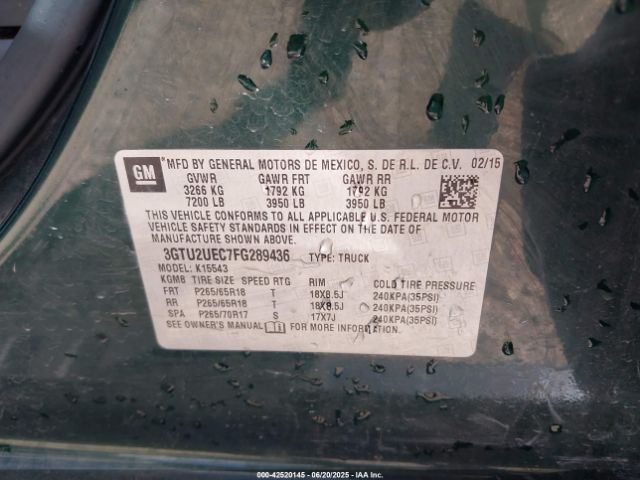 2015 GMC SIERRA 1500 3GTU2UEC7FG289436 Photo 8