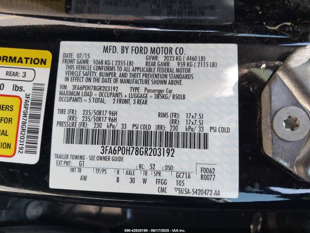 Ford 2016 2016 3FA6P0H78GR203192 Image 9