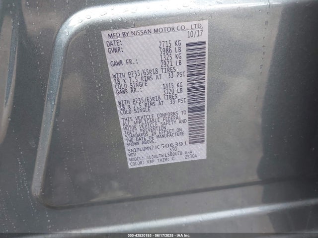 5N1DL0MN2JC506391 Infiniti QX60