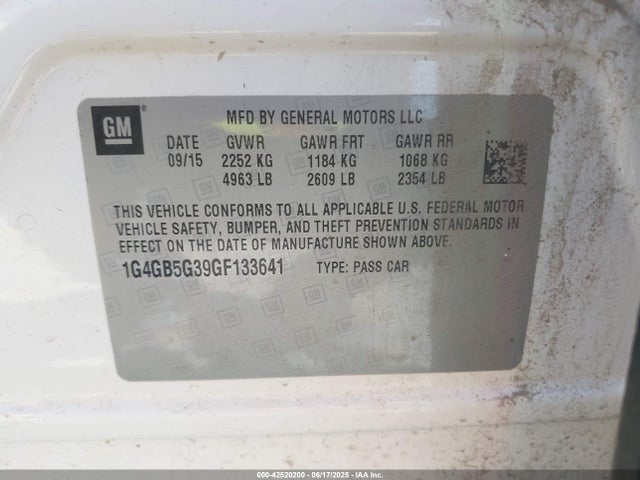1G4GB5G39GF133641 Buick lfx - sidi, vvt, e85 max, alum gm