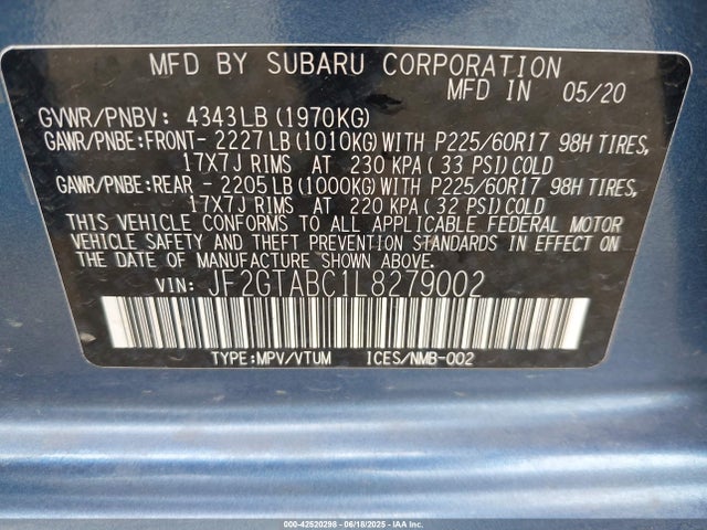 Subaru Crosstrek 2020 JF2GTABC1L8279002 Image 9