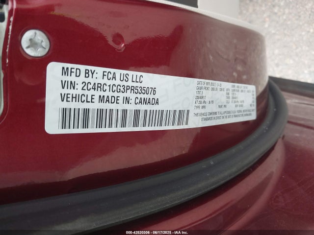 Продаж на аукціоні авто 2023 Chrysler Voyager Lx, vin: 2C4RC1CG3PR535076, номер лоту: 42520306