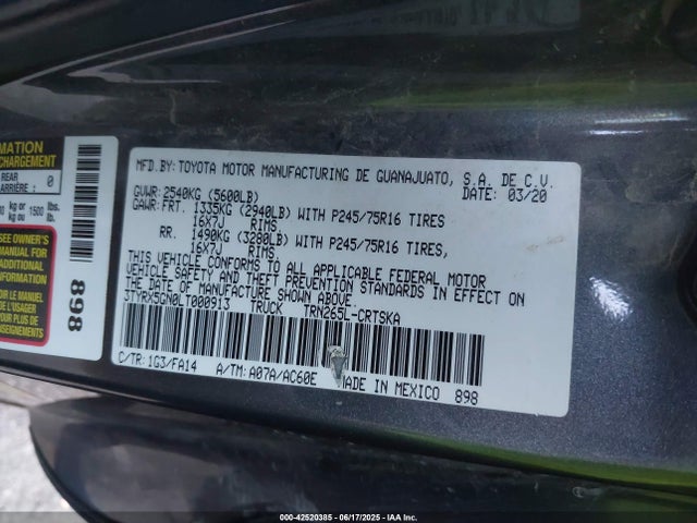 Toyota 2tr-fe 2020 3TYRX5GN0LT000913 Image 9