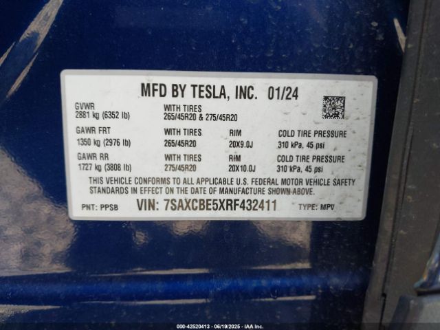 2024 TESLA MODEL X 7SAXCBE5XRF432411 Photo 8