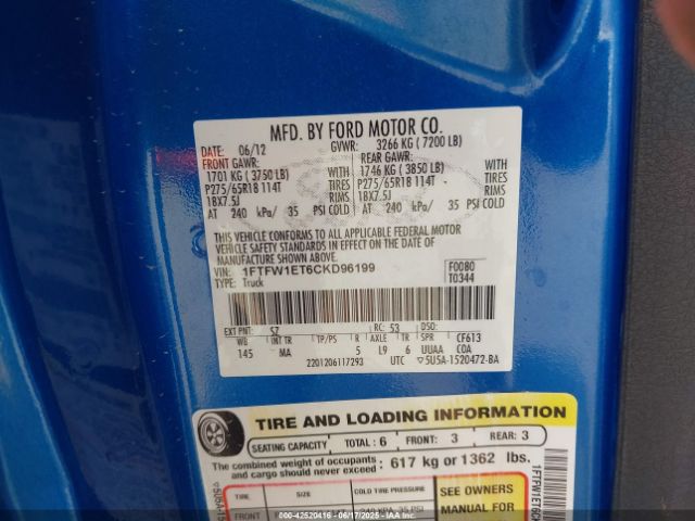 2012 FORD F-150 1FTFW1ET6CKD96199 Photo 8