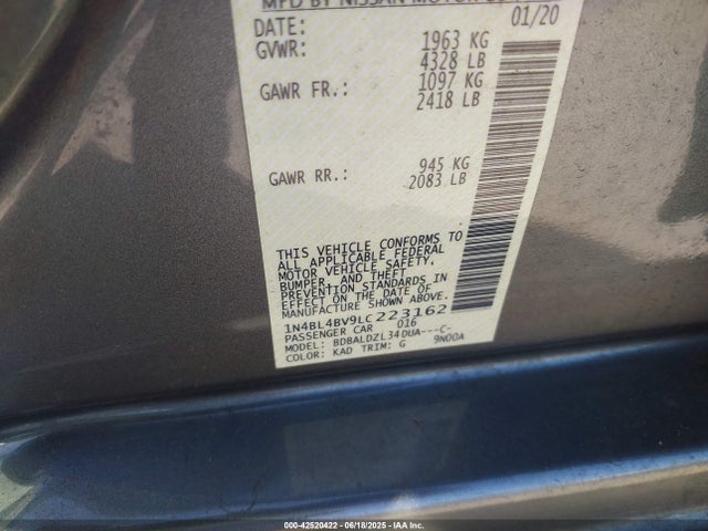 Nissan 2020 2020 1N4BL4BV9LC223162 Image 9