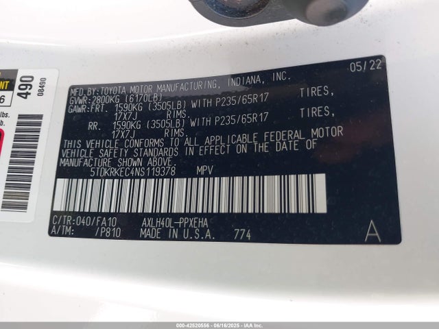 5TDKRKEC4NS119378 Toyota a25a-fxs, 5nm