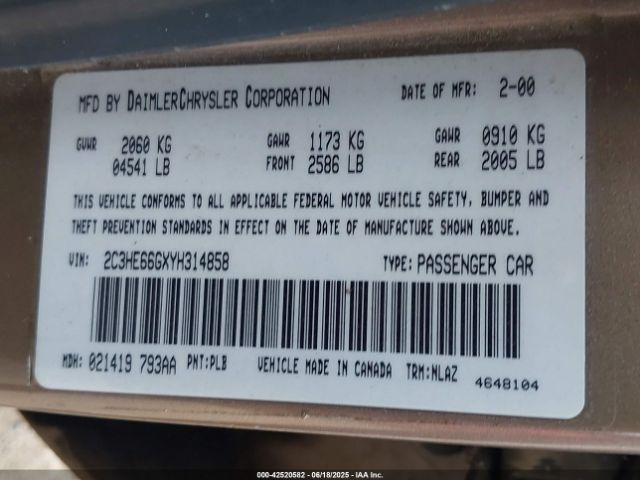 2000 CHRYSLER 300M 2C3HE66GXYH314858 Photo 8